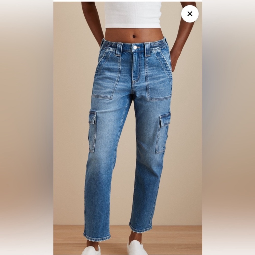 American Eagle Cargo Straight Jeans- Size 4 Long